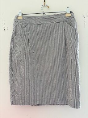 Ann Taylor Black & White Pinstripe Pencil Skirt